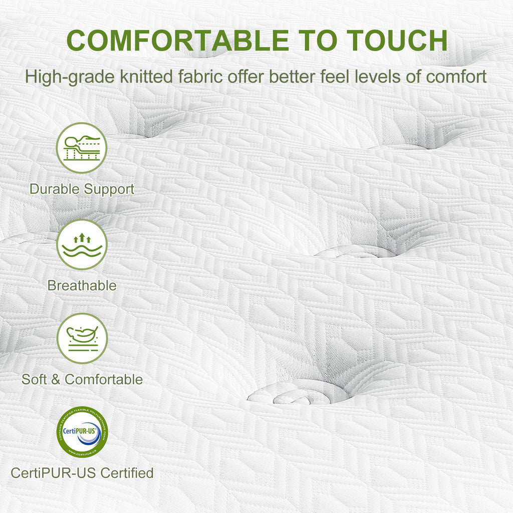 Artiss King Single Bed Set with BedStory Hybrid Mattress Upholstered Platform White Boucle Fabric
