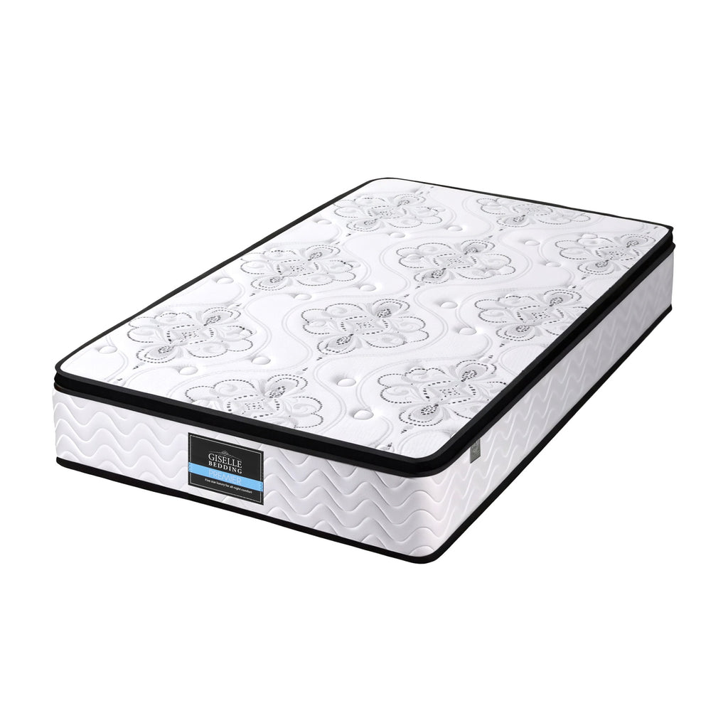 Giselle Bedding Single Mattress 30cm Pocket Spring Euro Top Medium Firm Foam