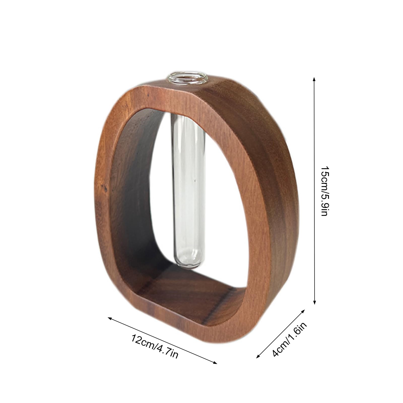 Plant Cutting Station - Flower Vase - Test Tube Vase - Hydroponics - Cutting Holder - Glass Vase - Table Decoration - Wooden Stand - Home Accessories - Dried Flowers - Vintage - Plant Stand - Brown - 1 Piece