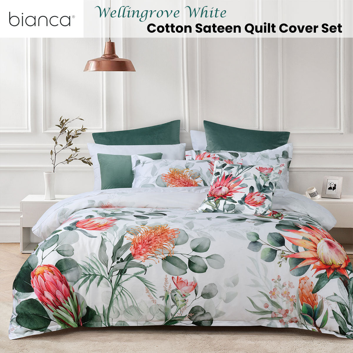 Bianca Wellingrove White Cotton Sateen Quilt Cover Set King