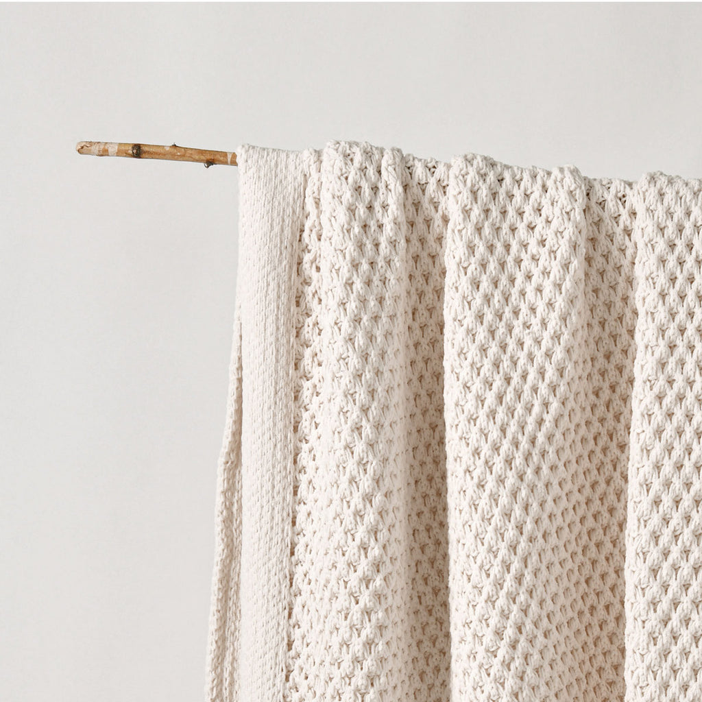 Bianca Sofala Cream Polyester Chenille Throw Rug 130 x 170 cm