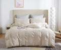 Tufted Boho Striped Embroidery Quilt/Doona/Duvet Cover Set - Queen Size