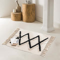 Handwoven Cotton Tassel Floor Rug for Bedroom or Living Room|Soft, Modern Geometric Design,60x90cm