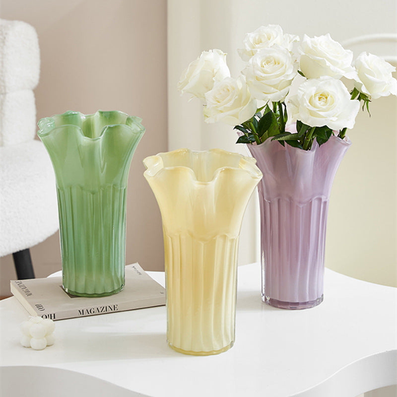 Nordic-Style Glass Vase - Elegant Fluted Flower Vase for Home Decor(Transparent)